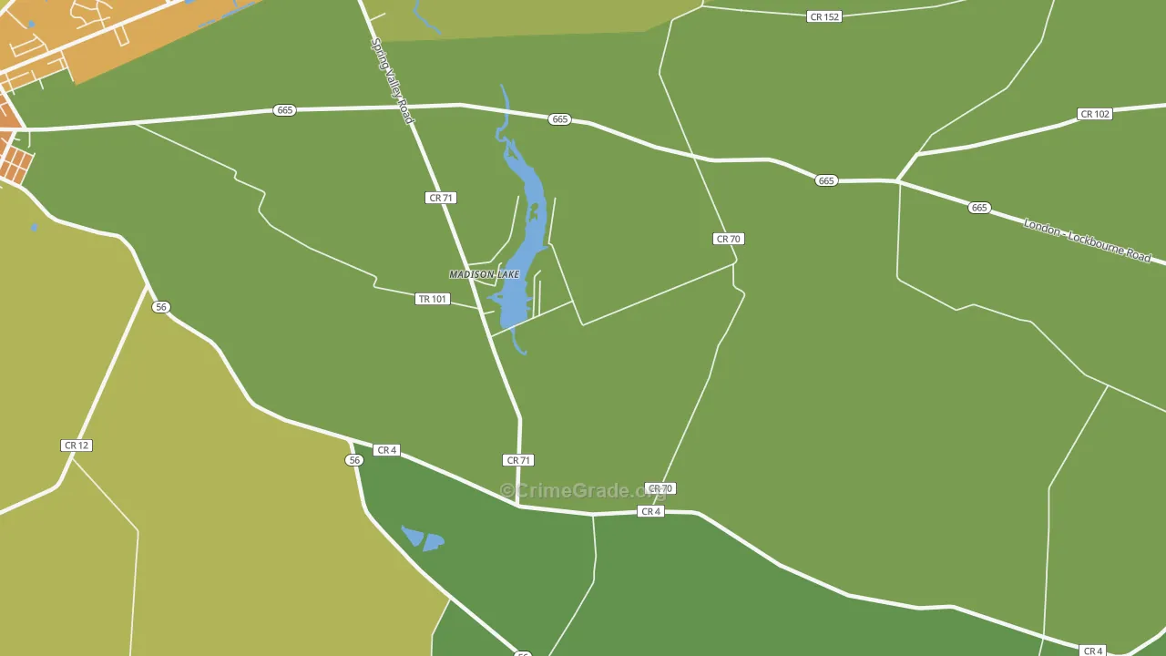 Madison Lake, OH Map of Robbery Rates