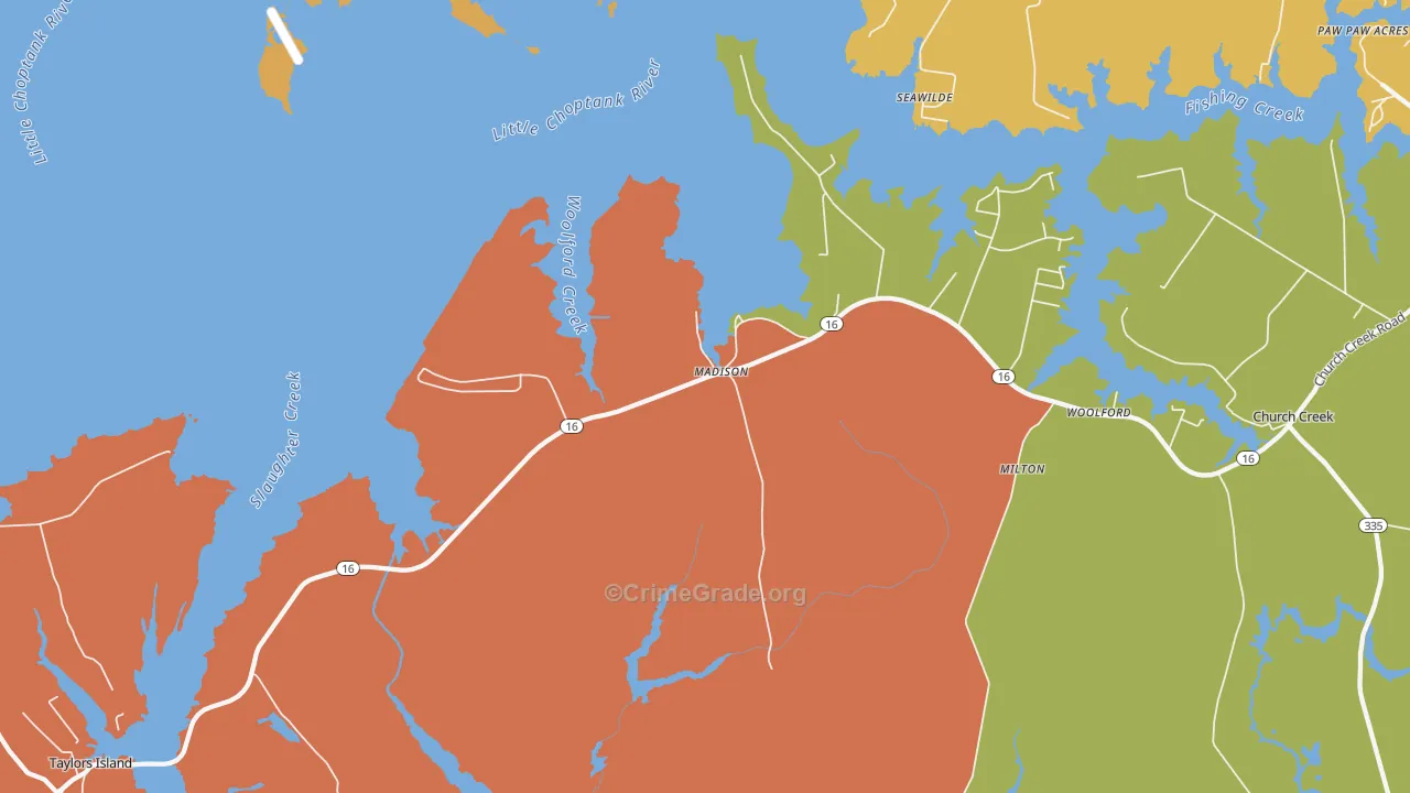 Madison, MD Map of Robbery Rates