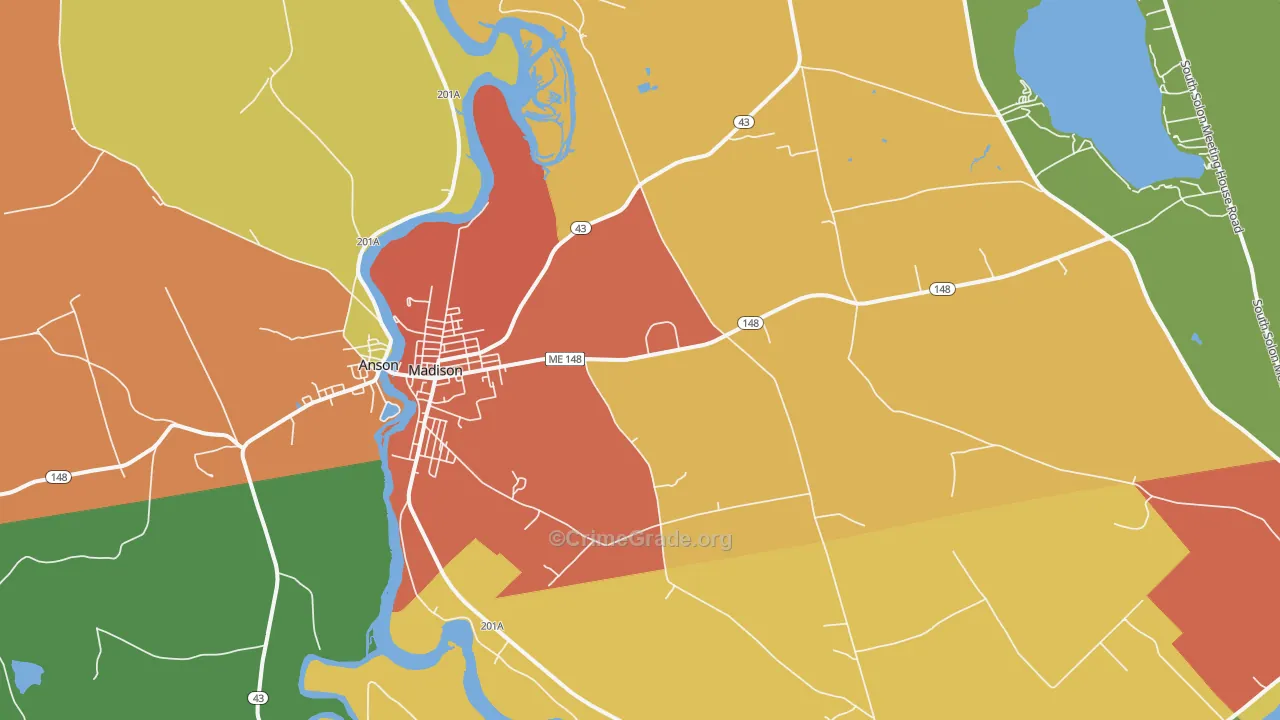 Madison, ME Map of Robbery Rates