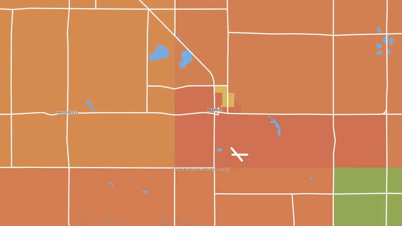 Madison, MN Map of Robbery Rates