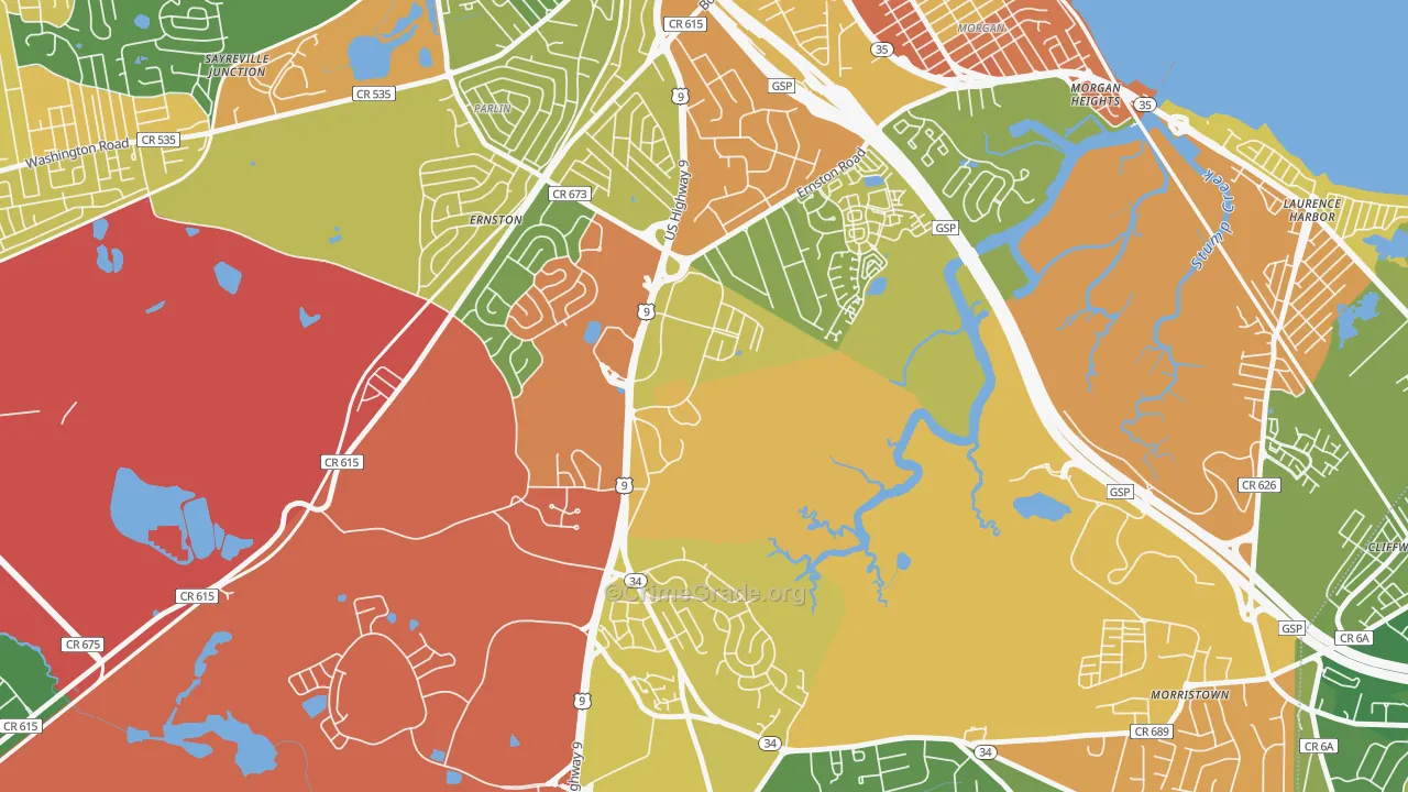 Madison Park, NJ Map of Robbery Rates