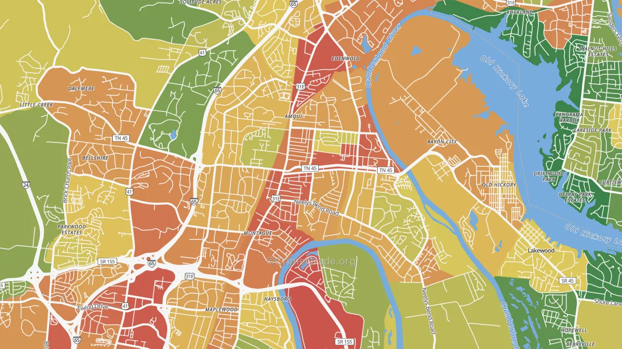 Madison, TN Map of Robbery Rates