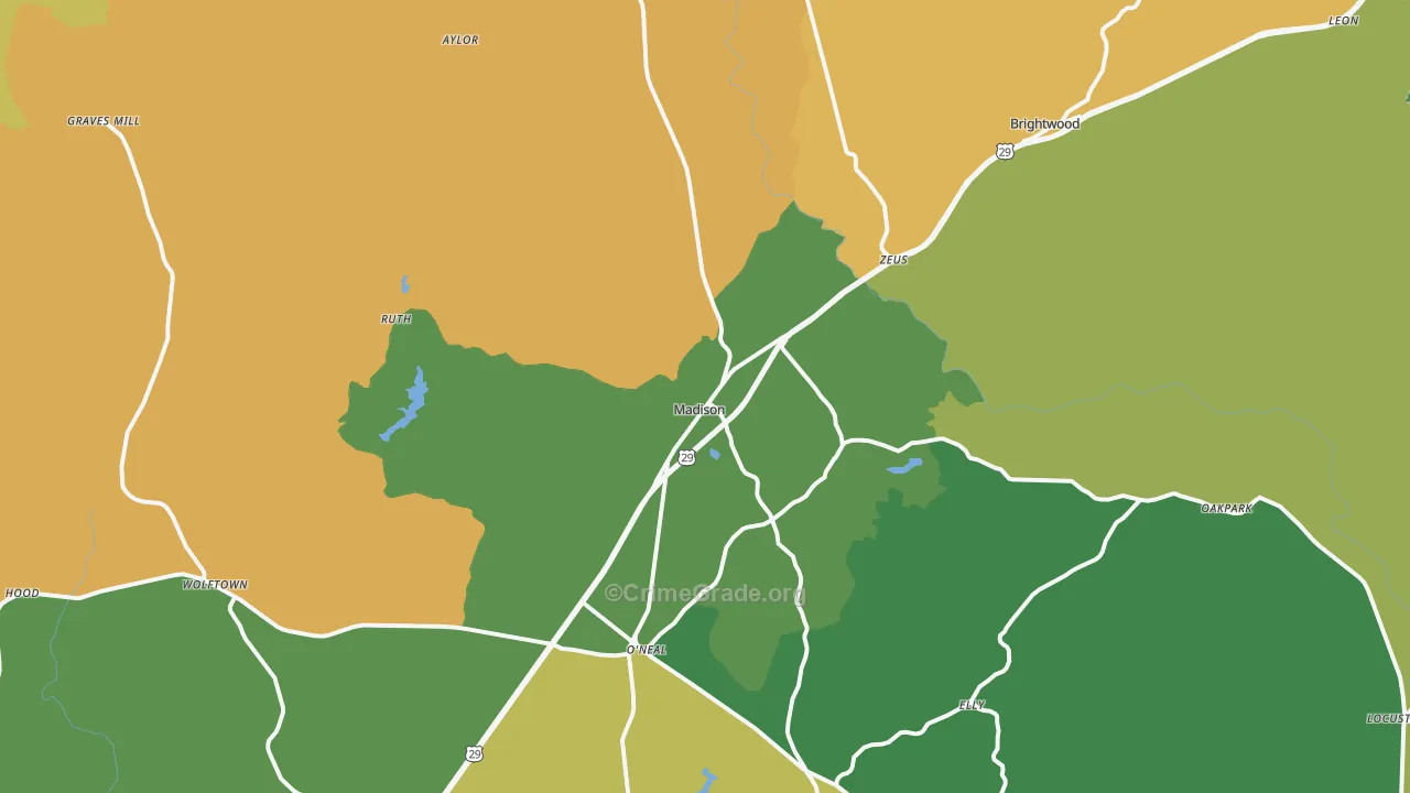 Madison, VA Map of Robbery Rates