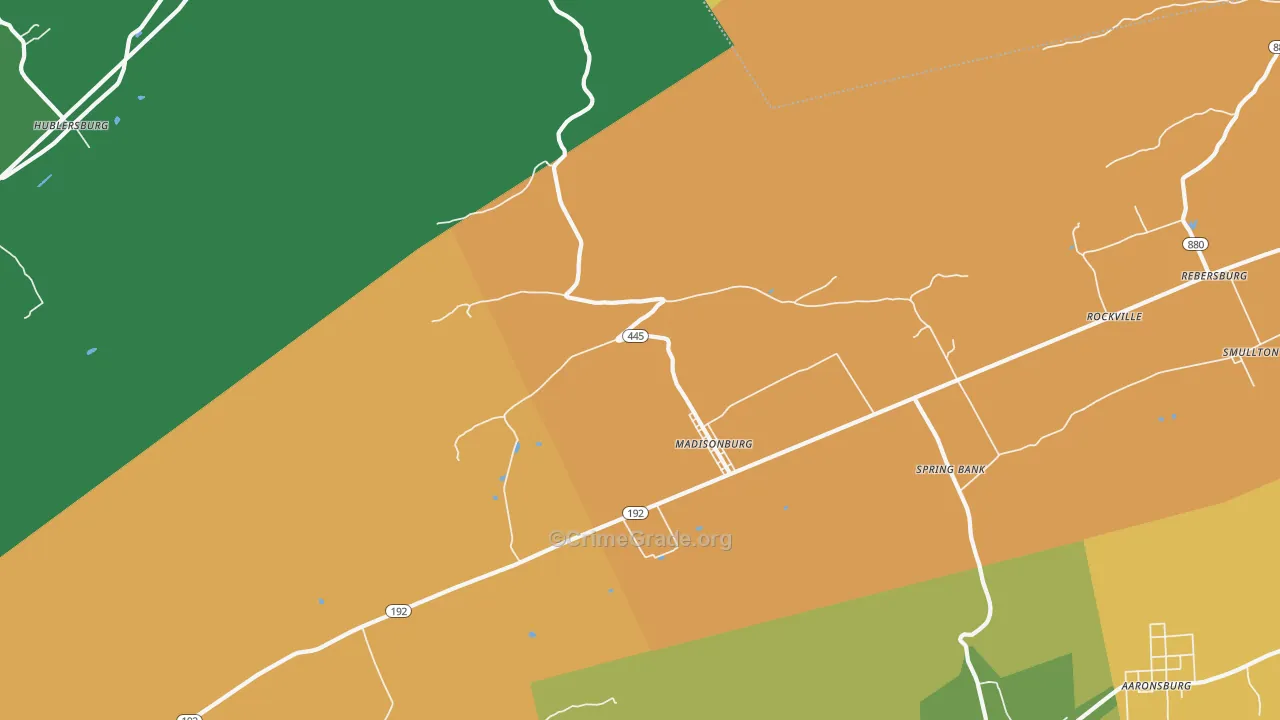 Madisonburg, PA Map of Robbery Rates