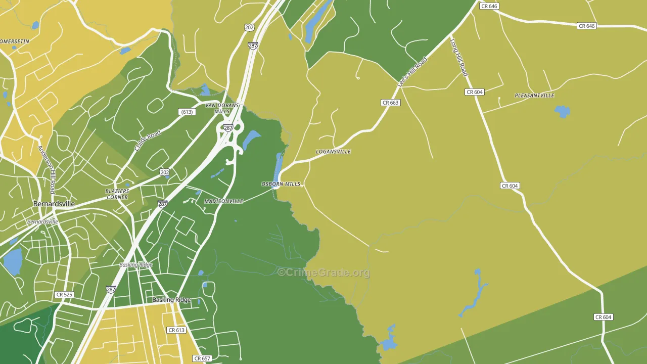 Madisonville, NJ Map of Robbery Rates