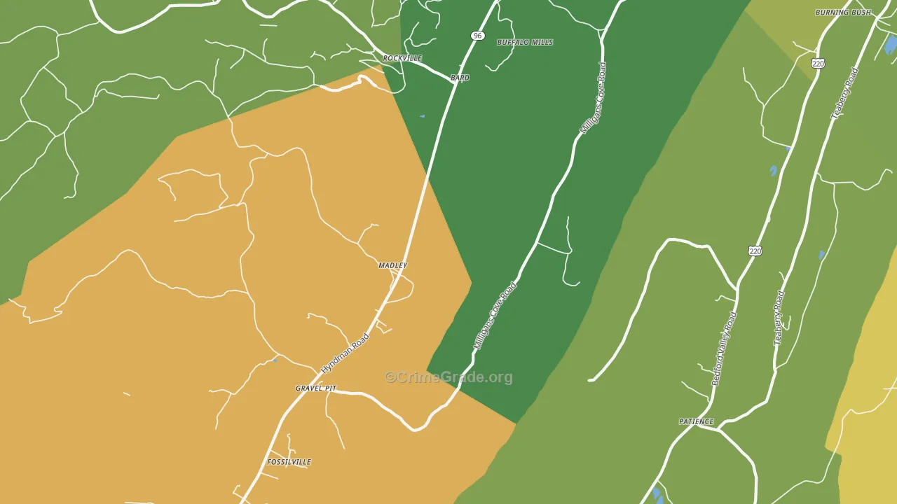 Madley, PA Map of Robbery Rates
