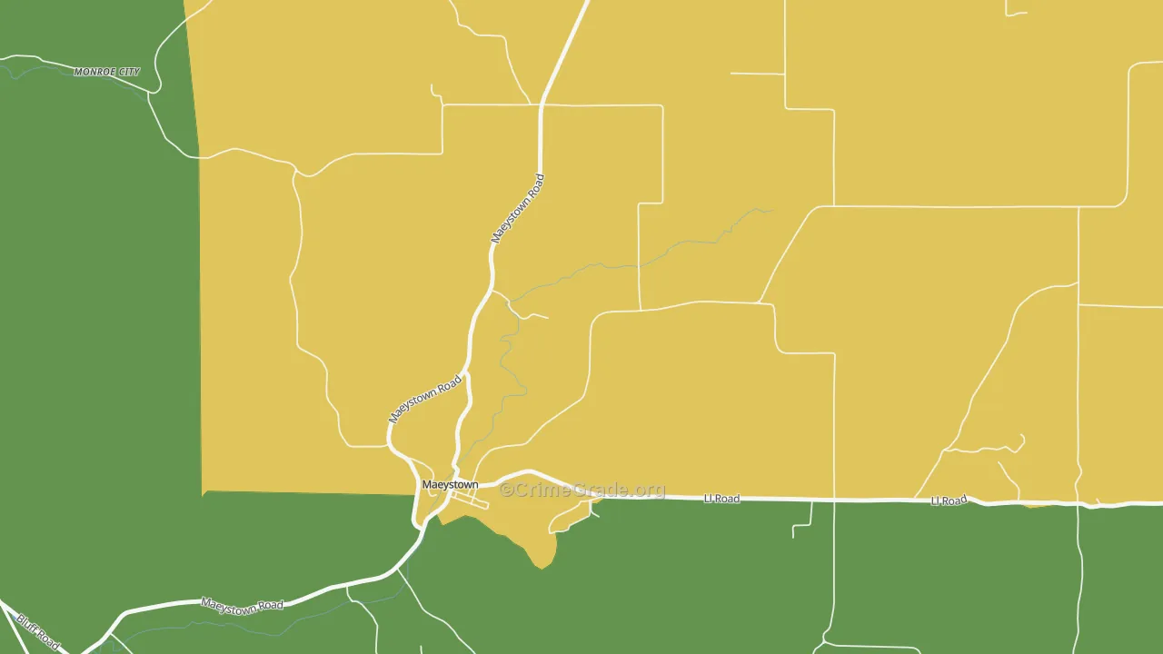 Madonnaville, IL Map of Robbery Rates