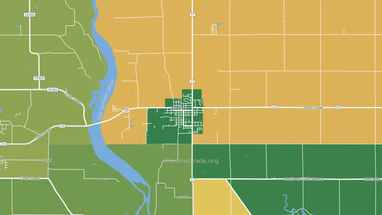 Madrid, IA Map of Robbery Rates
