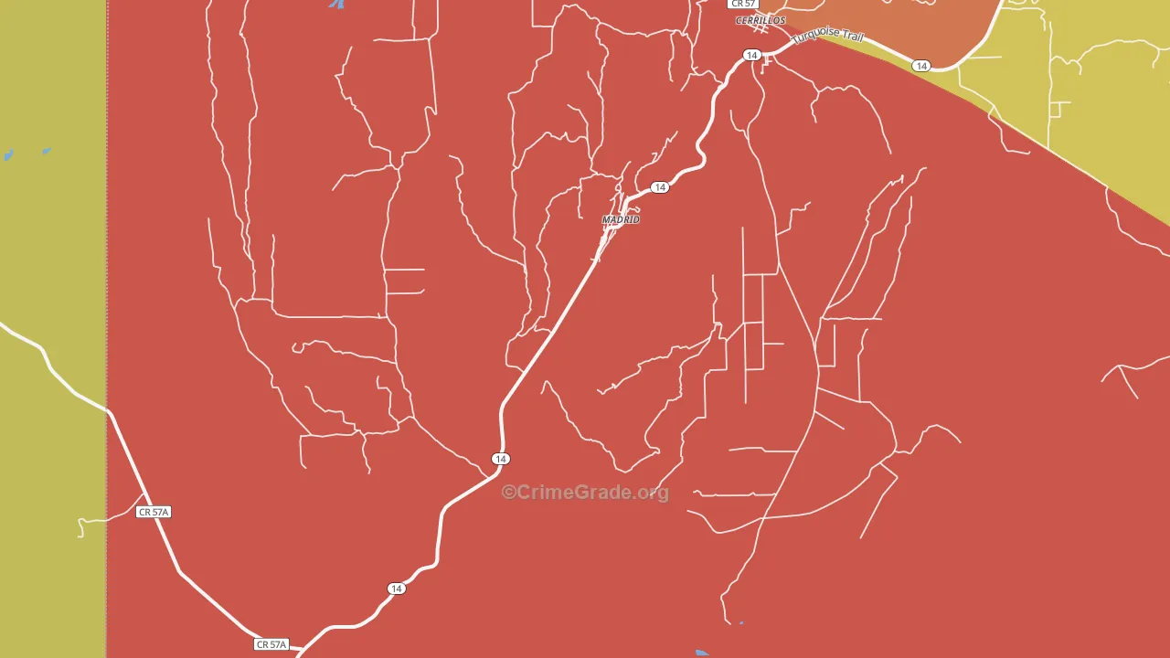 Madrid, NM Map of Robbery Rates