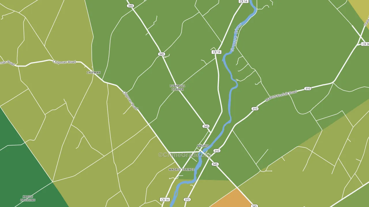 Madrid, NY Map of Robbery Rates