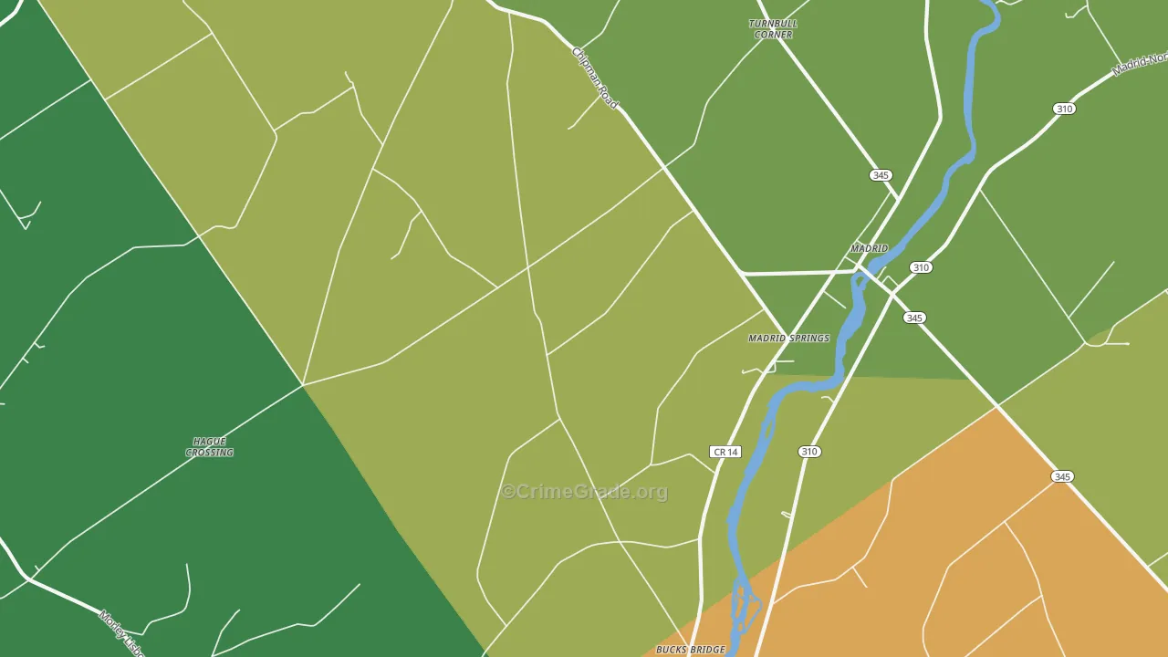 Madrid Springs, NY Map of Robbery Rates