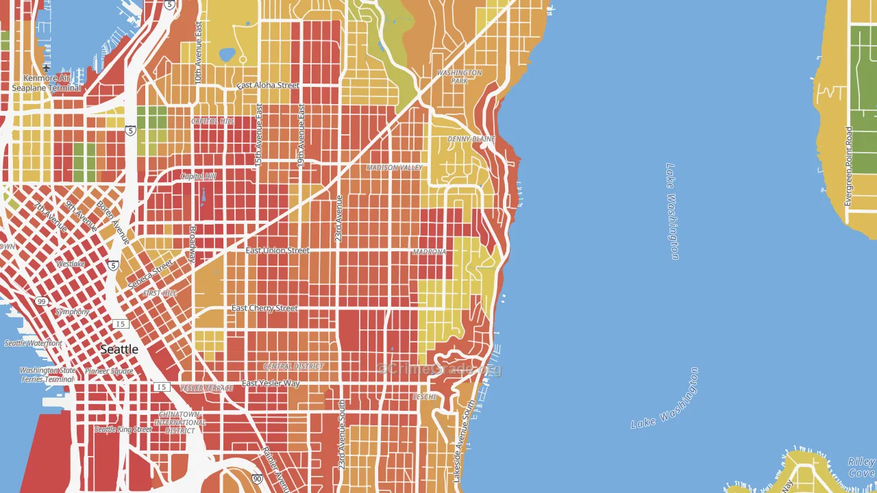 Madrona, Seattle, WA Map of Robbery Rates