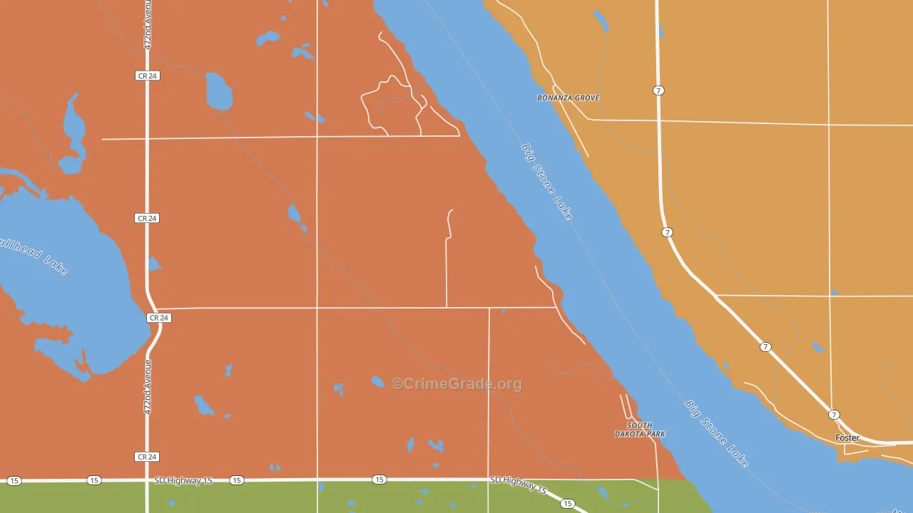 Madsen Beach, SD Map of Robbery Rates