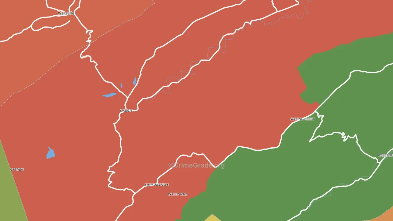 Maggie, VA Map of Robbery Rates