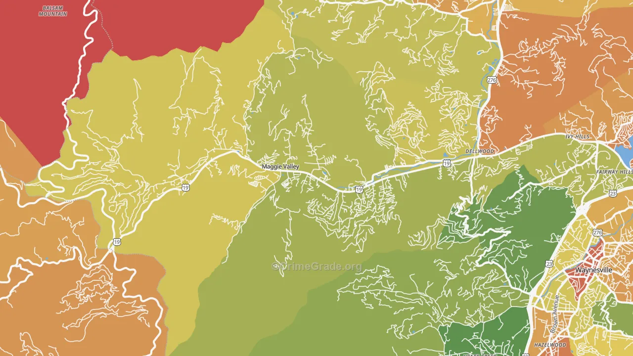 Maggie Valley, NC Map of Robbery Rates