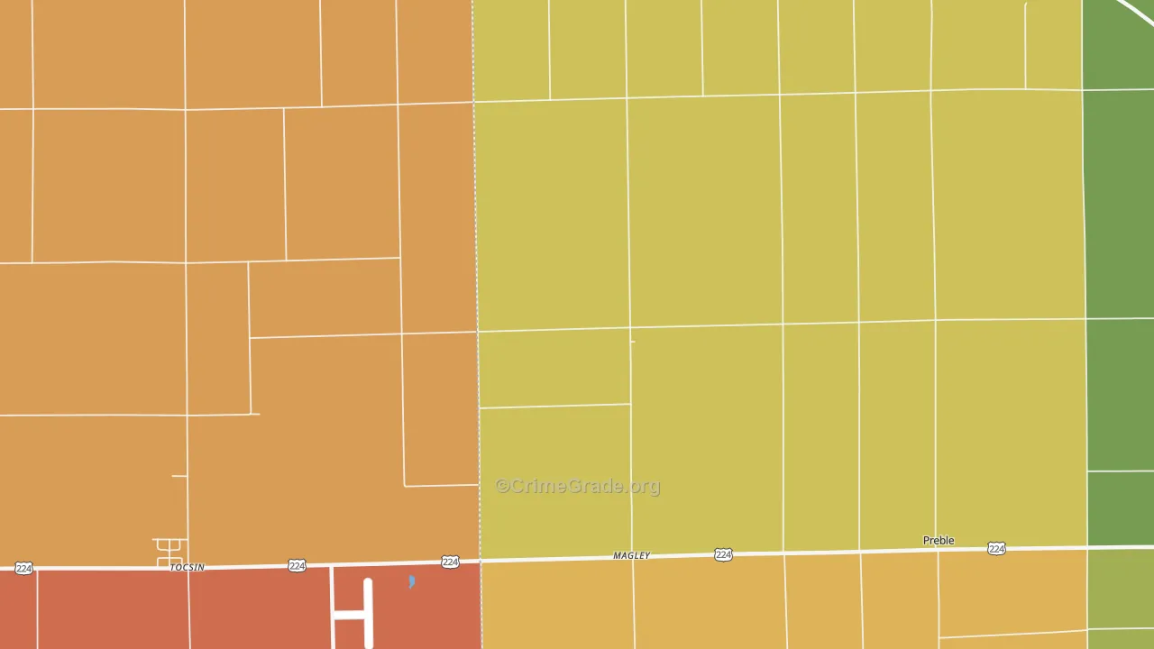 Magley, IN Map of Robbery Rates