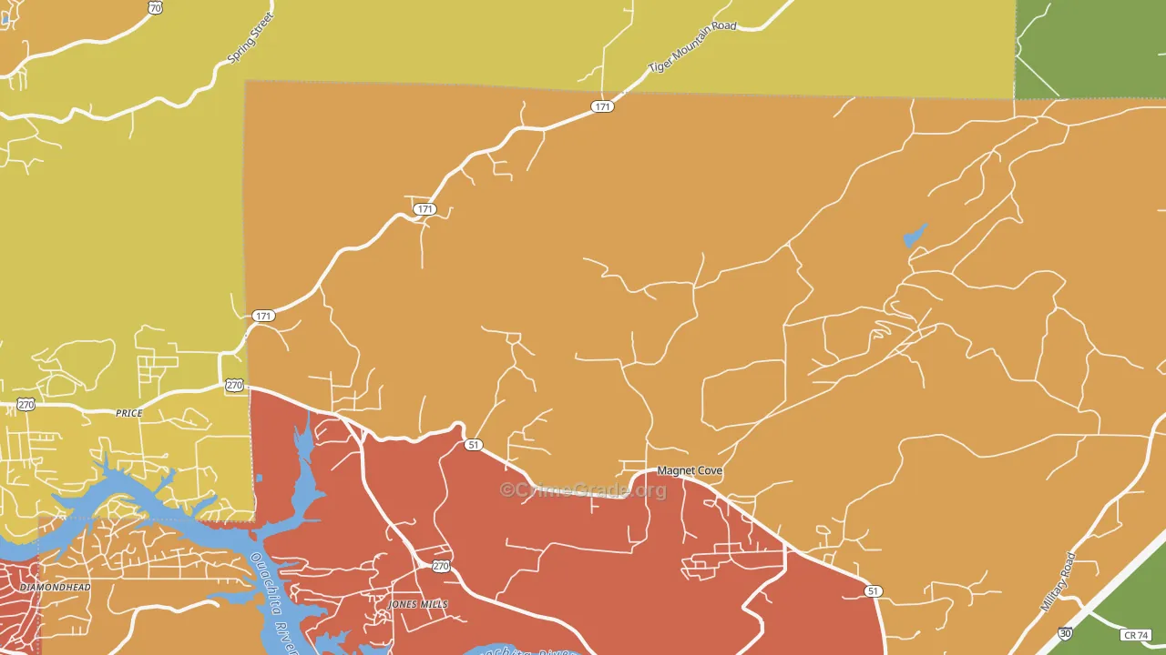 Magnet Cove, AR Map of Robbery Rates