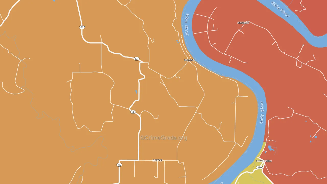 Magnet, IN Map of Robbery Rates