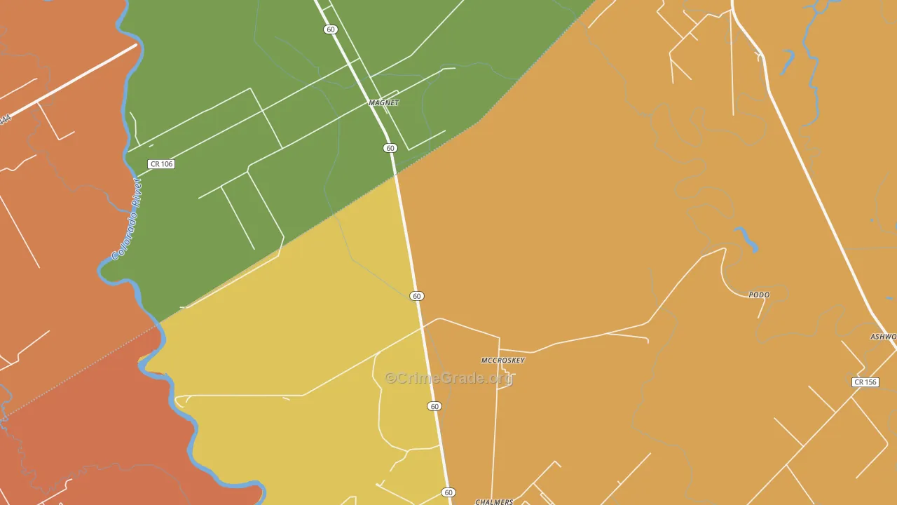 Magnet, TX Map of Robbery Rates