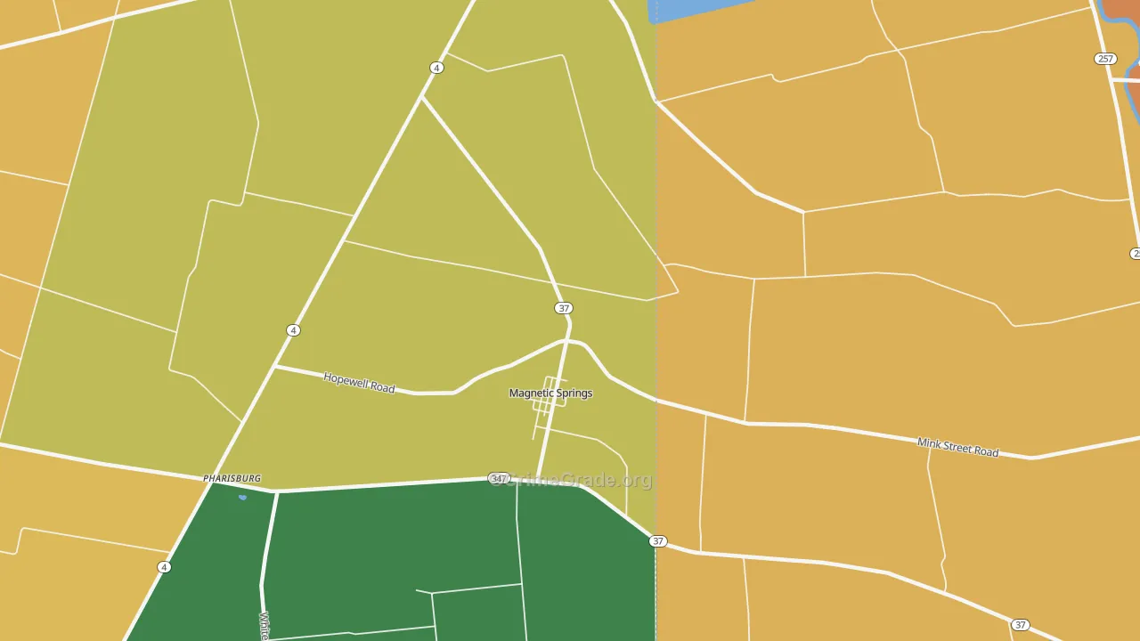 Magnetic Springs, OH Map of Robbery Rates