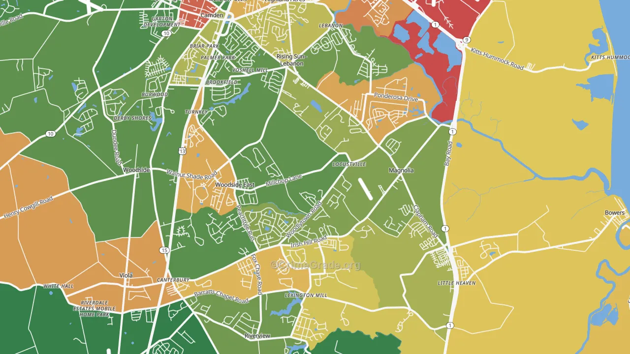 Magnolia, DE Map of Robbery Rates
