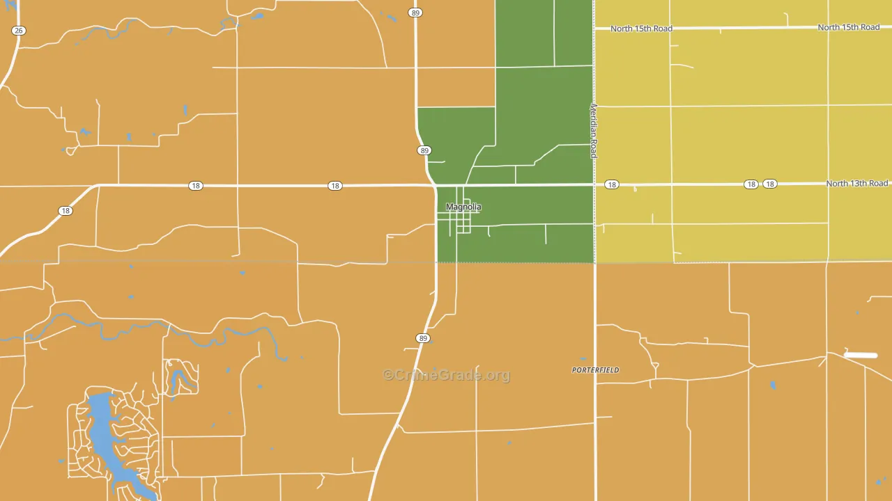 Magnolia, IL Map of Robbery Rates