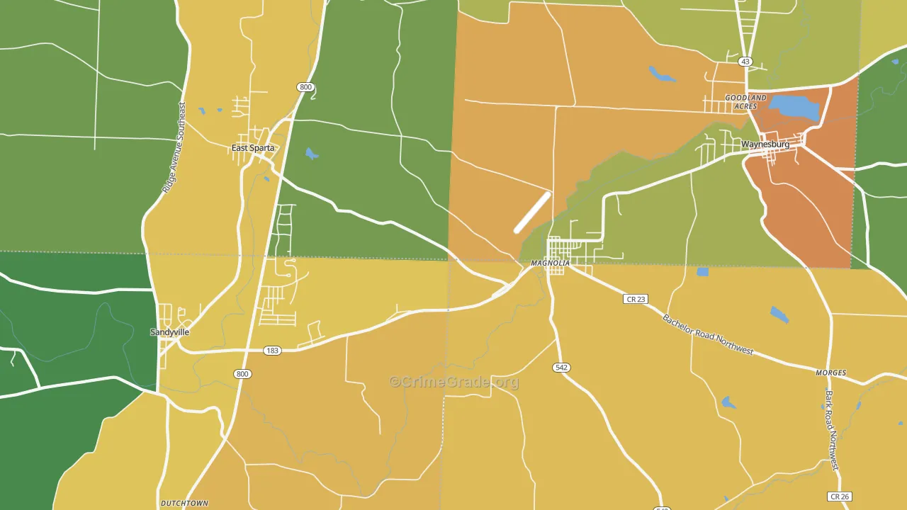 Magnolia, OH Map of Robbery Rates