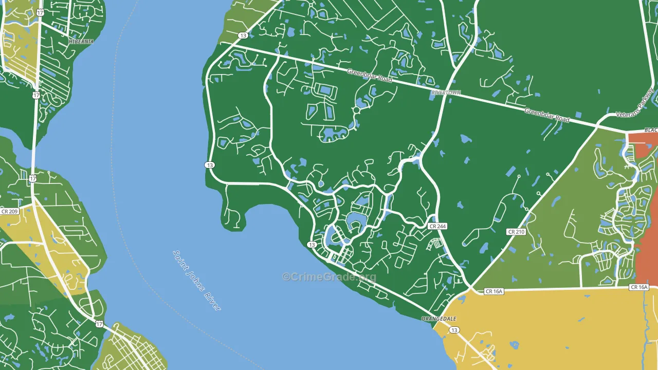 Magnolia Springs, FL Map of Robbery Rates