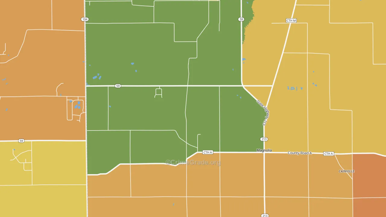 Magnolia, WI Map of Robbery Rates