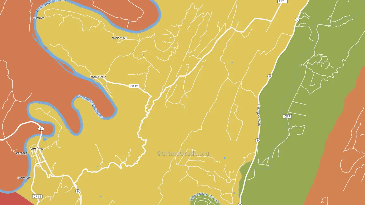 Magnolia, WV Map of Robbery Rates