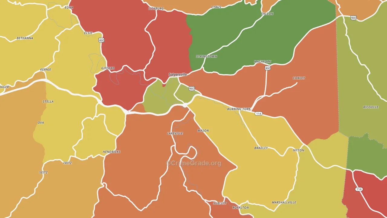 Magoffin County, KY Map of Robbery Rates