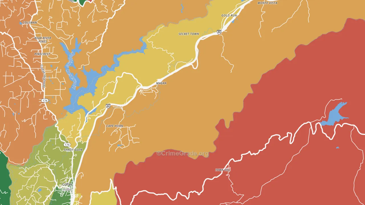Magra, CA Map of Robbery Rates