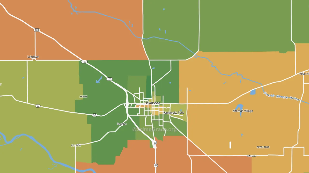 Mahaska County, IA Map of Robbery Rates
