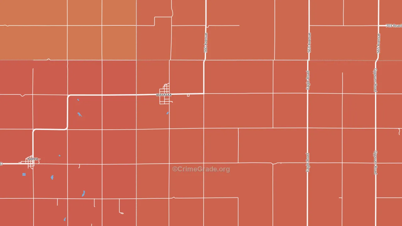 Mahaska, KS Map of Robbery Rates