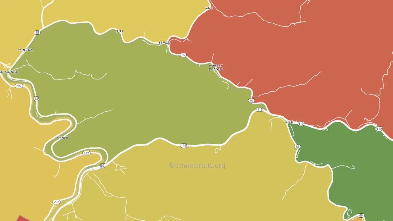 Maher, WV Map of Robbery Rates