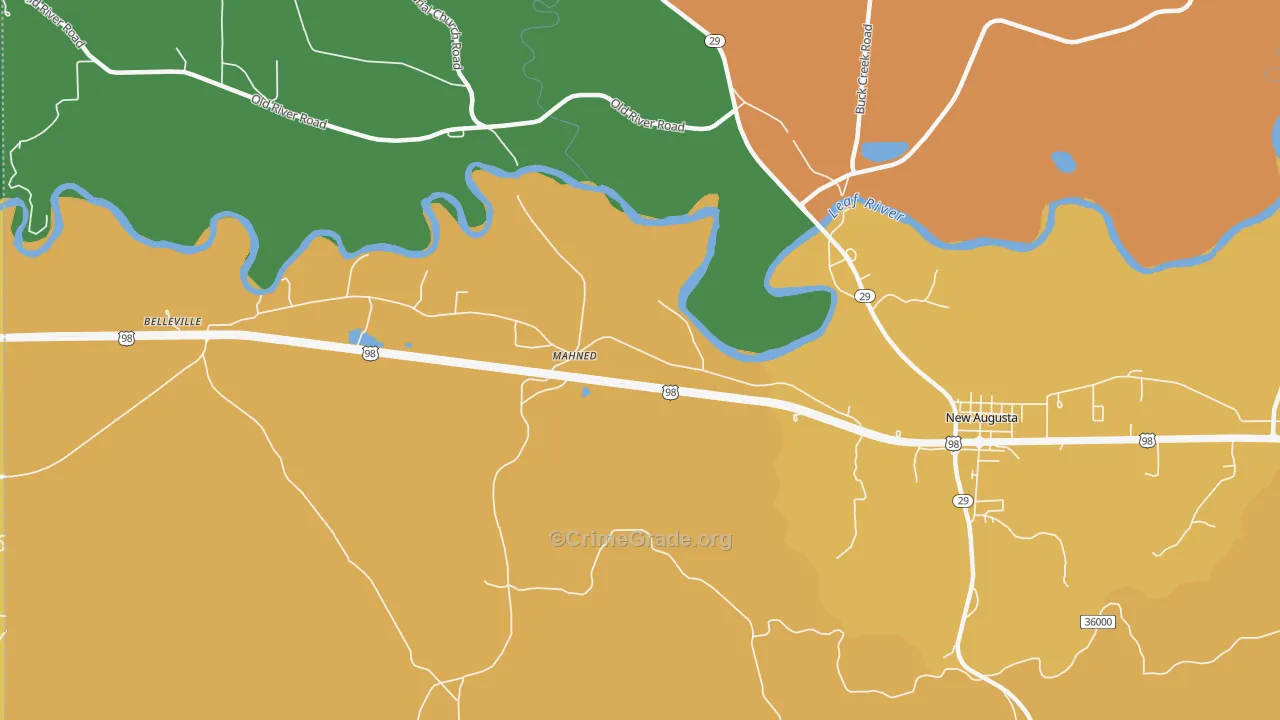 Mahned, MS Map of Robbery Rates