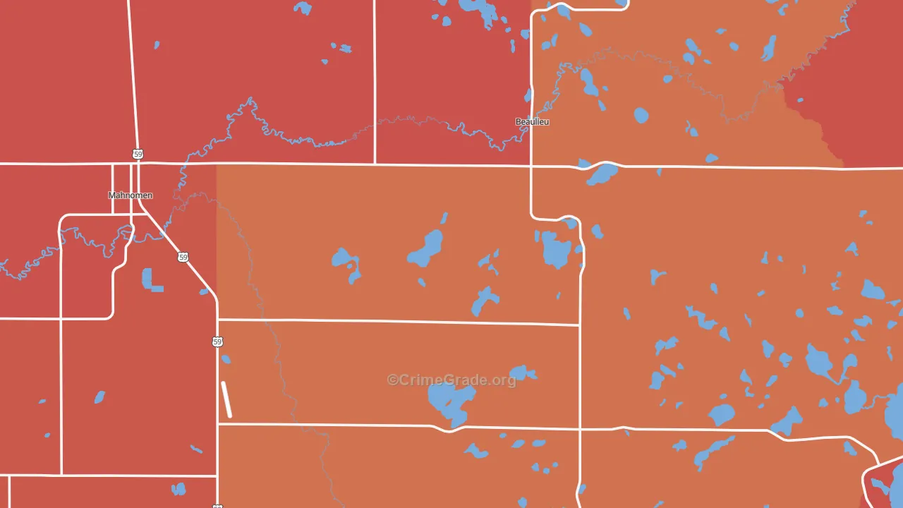 Mahnomen County, MN Map of Robbery Rates