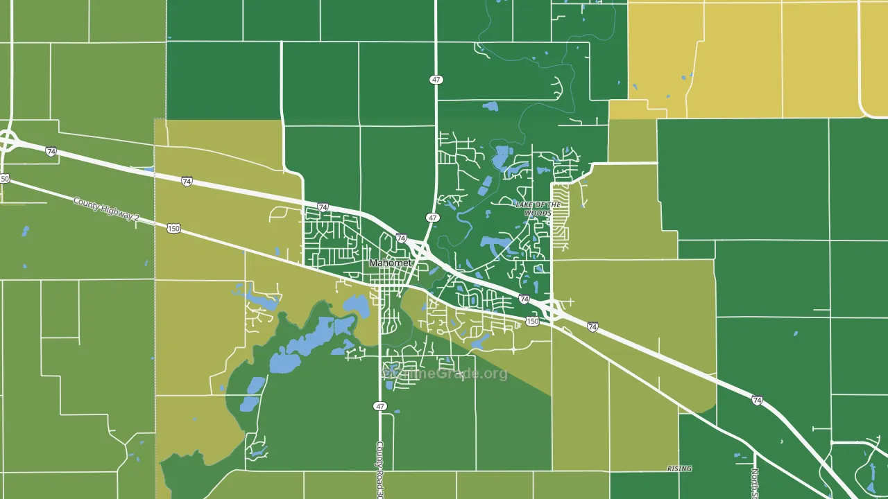 Mahomet, IL Map of Robbery Rates