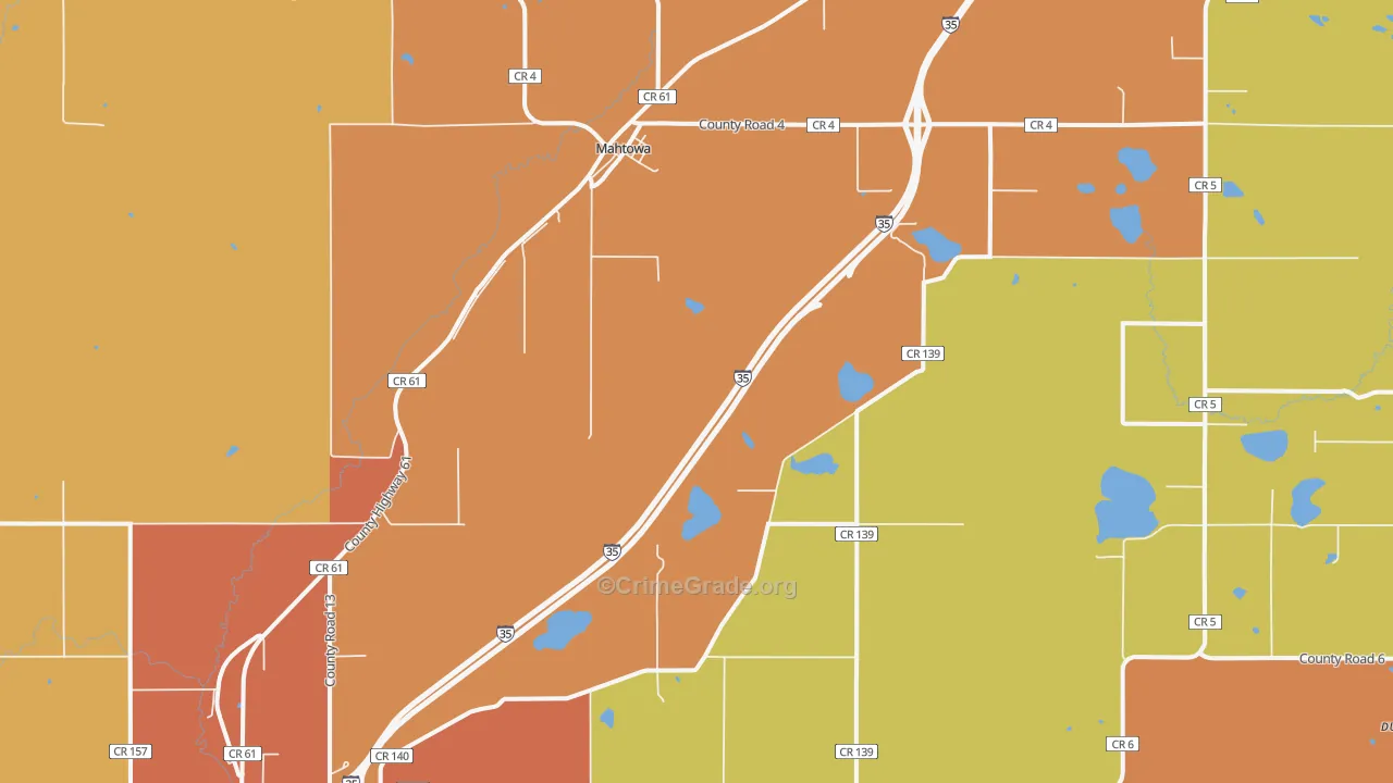 Mahtowa, MN Map of Robbery Rates