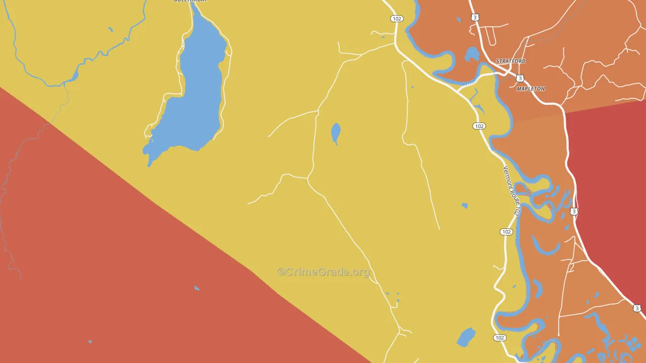 Maidstone, VT Map of Robbery Rates