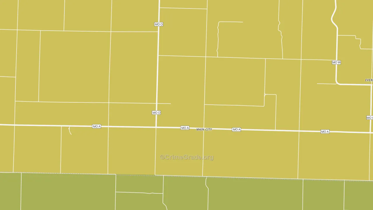 Main City, MO Map of Robbery Rates