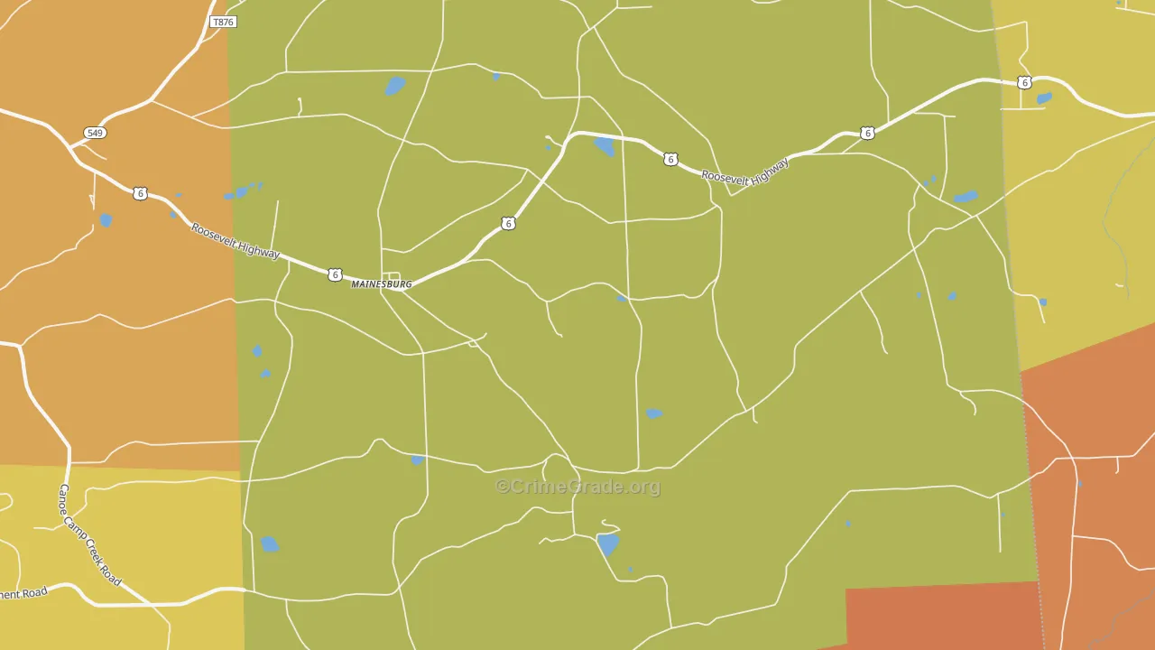 Mainesburg, PA Map of Robbery Rates