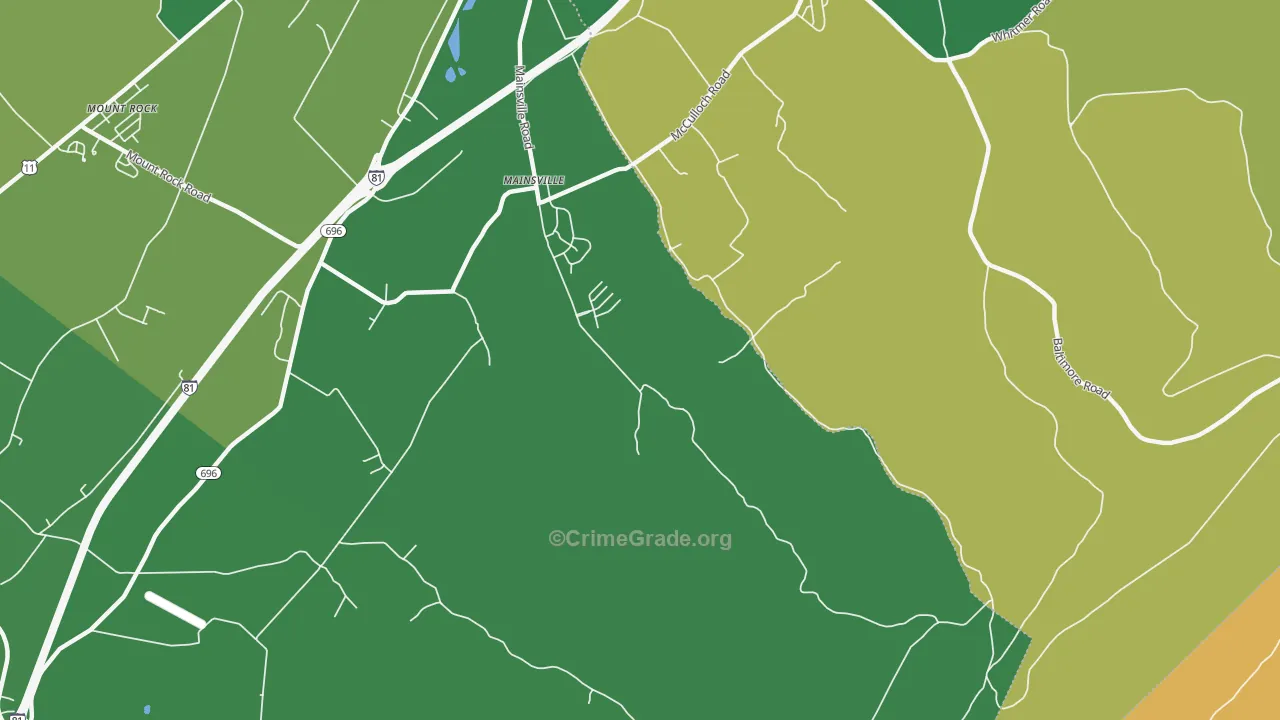 Mainsville, PA Map of Robbery Rates