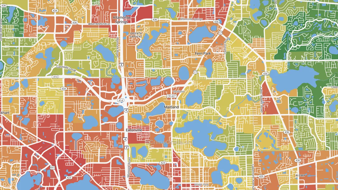 Maitland, FL Map of Robbery Rates