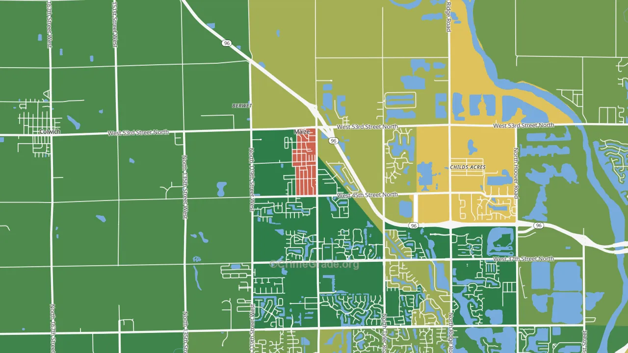 Maize, KS Map of Robbery Rates