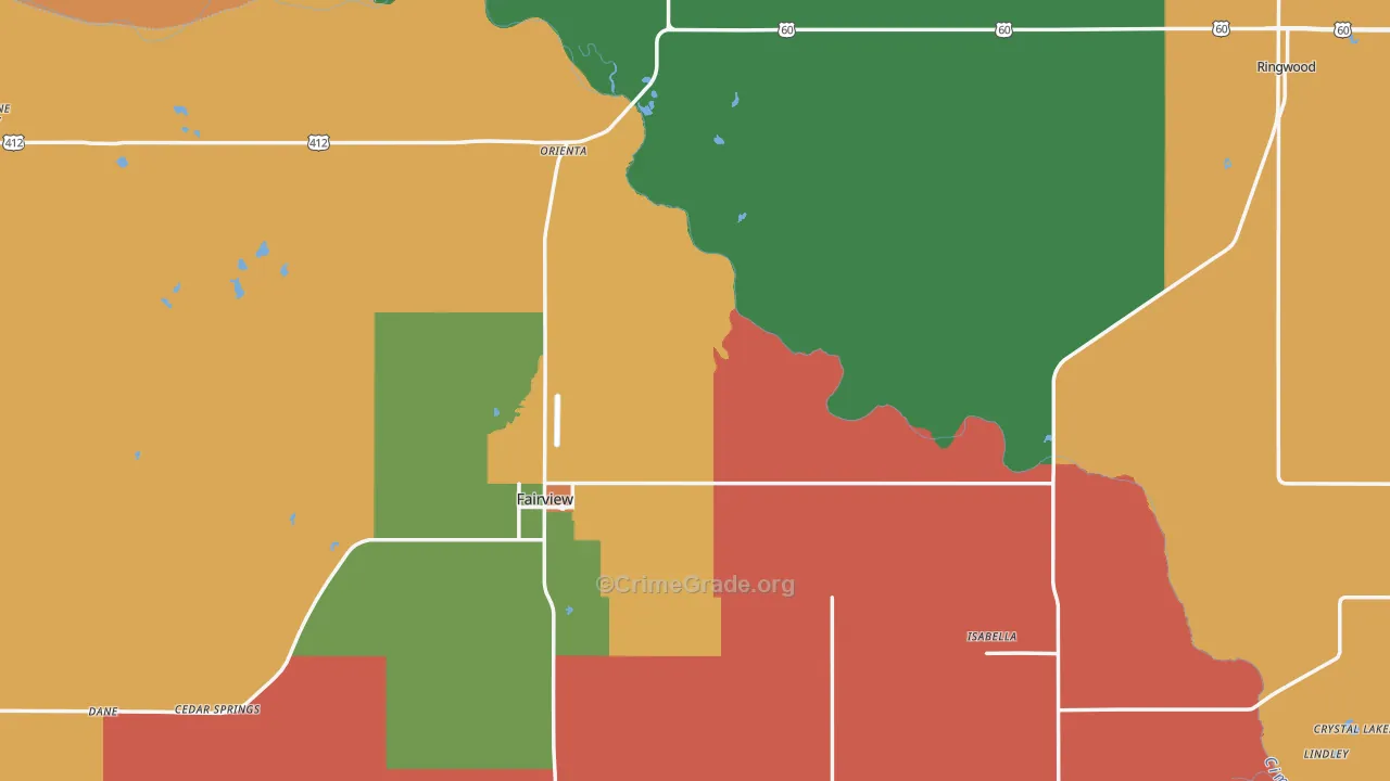 Major County, OK Map of Robbery Rates