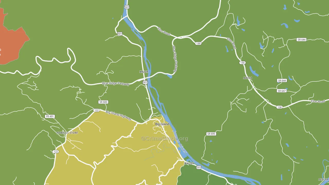 Major, VA Map of Robbery Rates