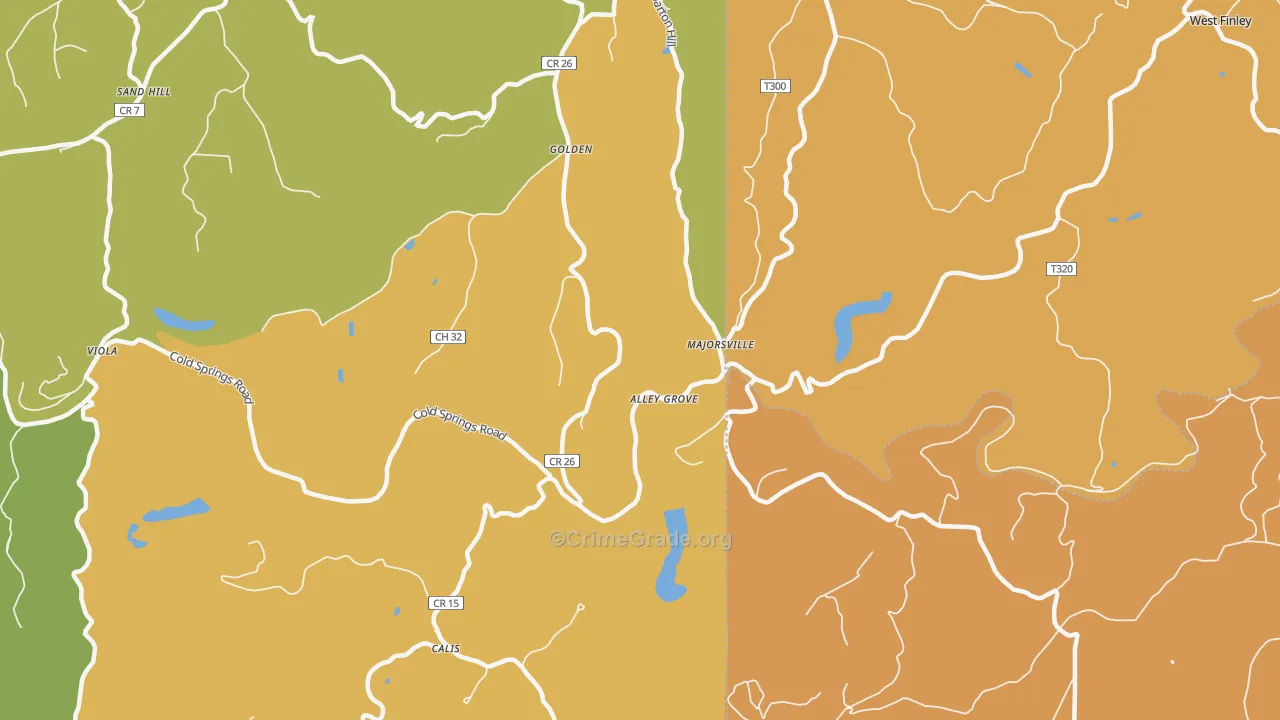 Majorsville, WV Map of Robbery Rates