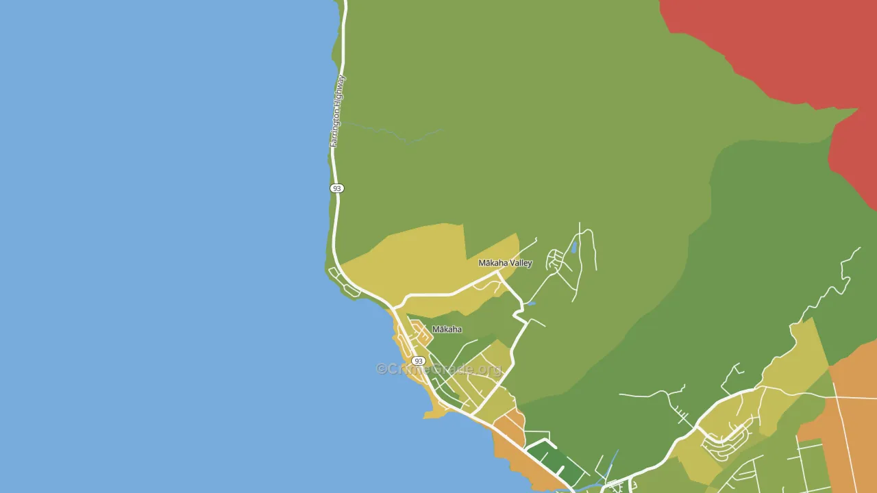Makaha, HI Map of Robbery Rates
