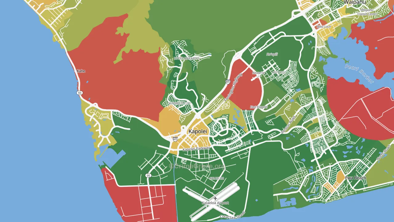 Makakilo-Kapolei-Honokai Hale, Kapolei, HI Map of Robbery Rates